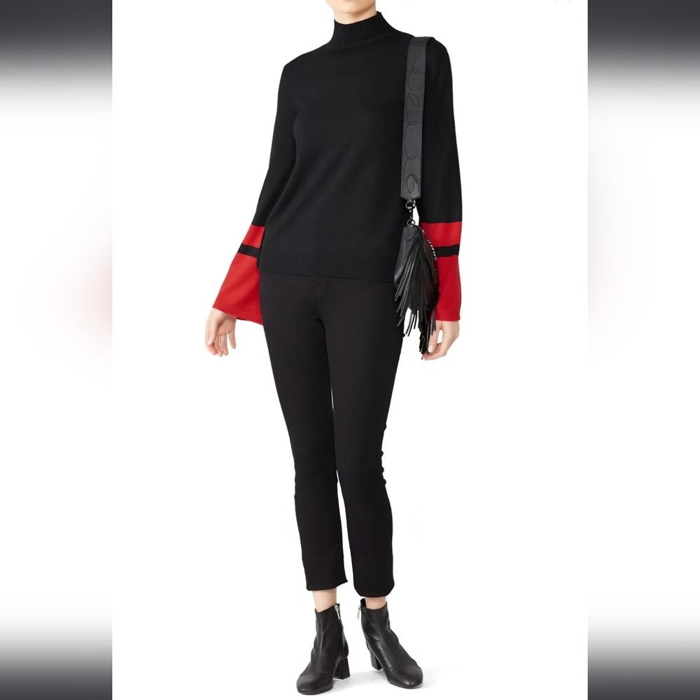 Slate & Willow Bell Sleeve Sweater In Red And Black Womens Large